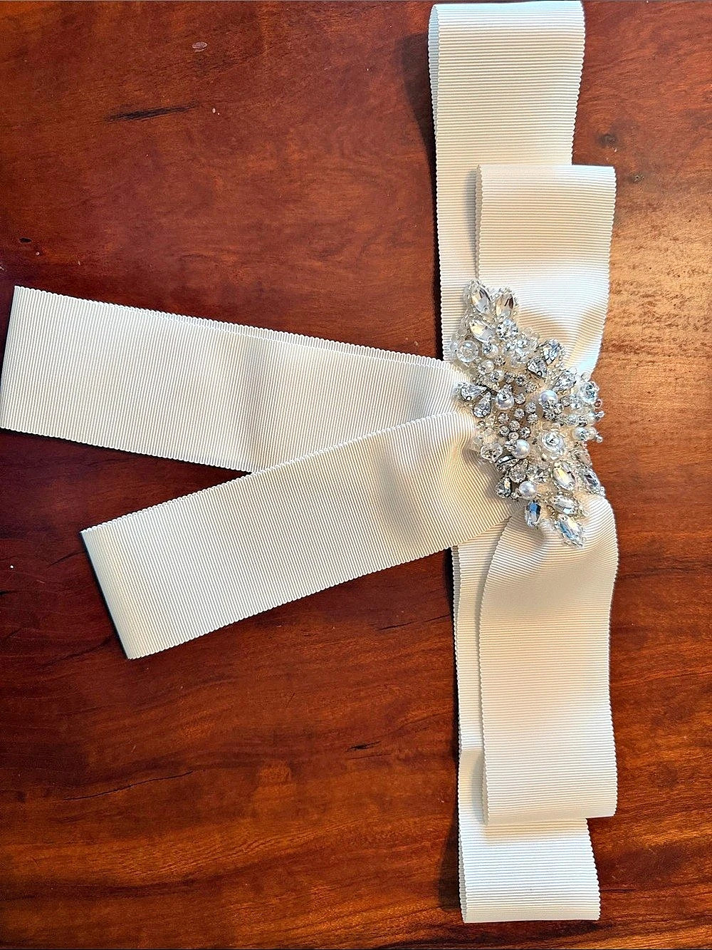 Embellished ivory wedding dress belt